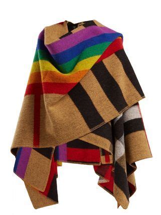 rainbow wool vintage poncho burberry|burberry poncho cape.